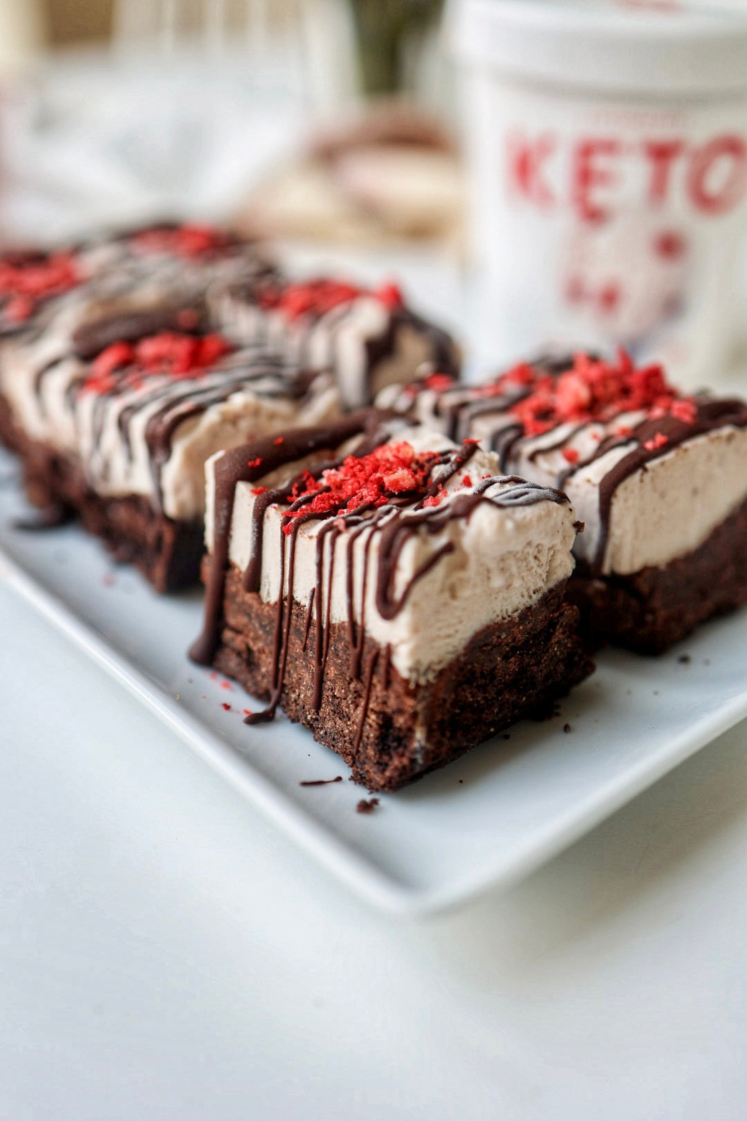 Keto Strawberry Brownie Ice Cream Bars | Keto Foods