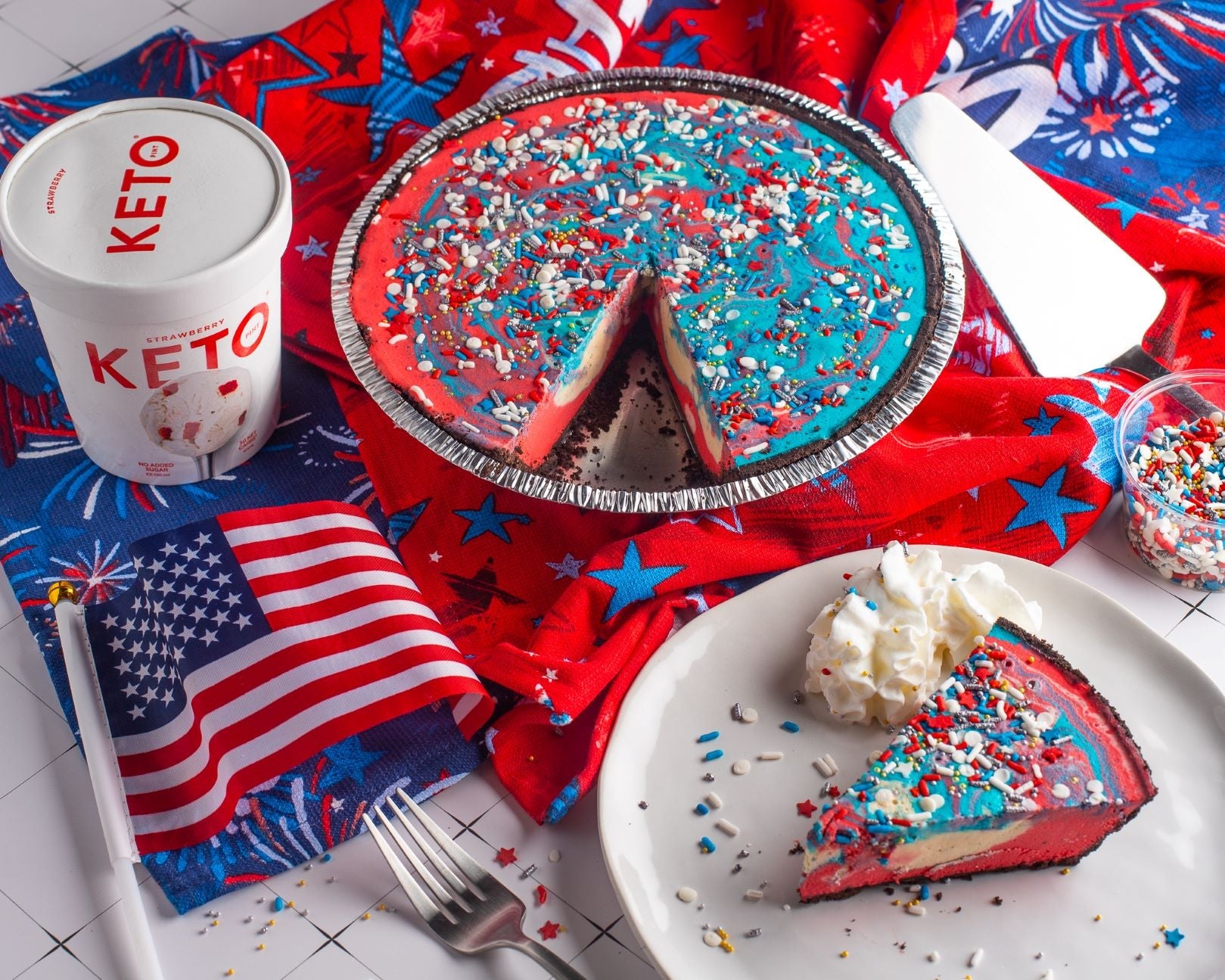 Keto 4th of July Ice Cream Pie | Keto Foods